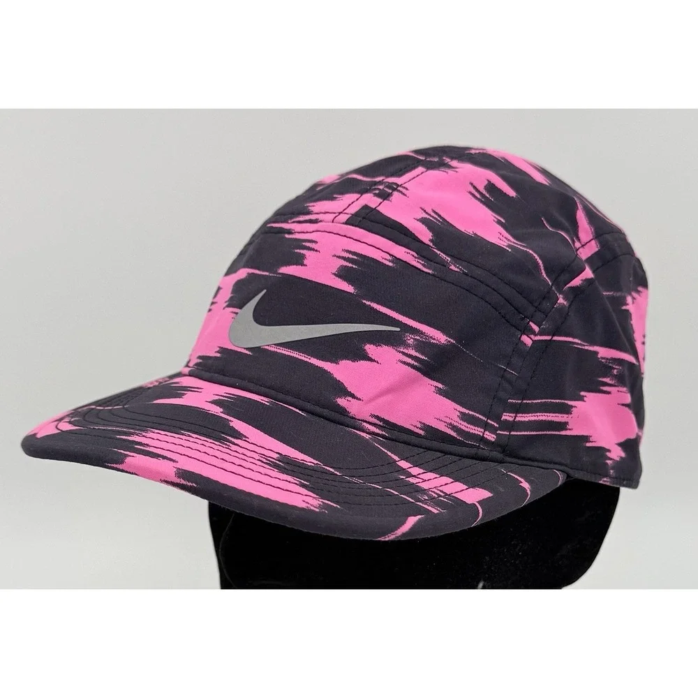 Nike Dri-Fit AW84 5-Panel Hat Cap Running Pink‎ Reflective OSFA Cycling NWOT NOS